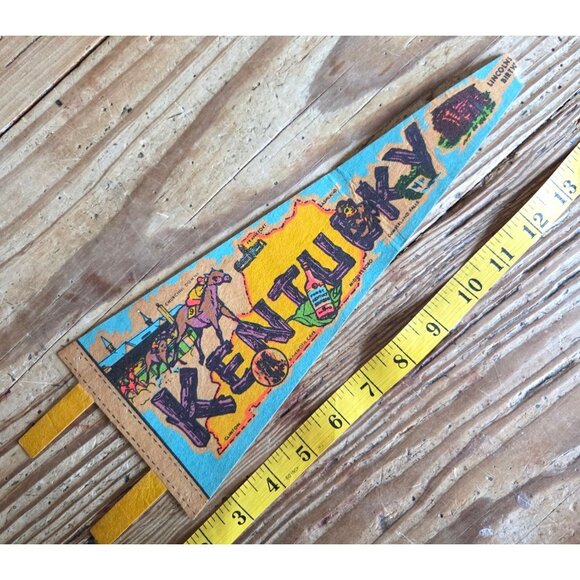 None Other - VTG Kentucky Felt Pennant Map Churchill Downs Landmarks 12.5"